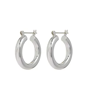 Luv Aj Baby Amalfi Tube Hoop Earrings in Polished Rhodium Plated