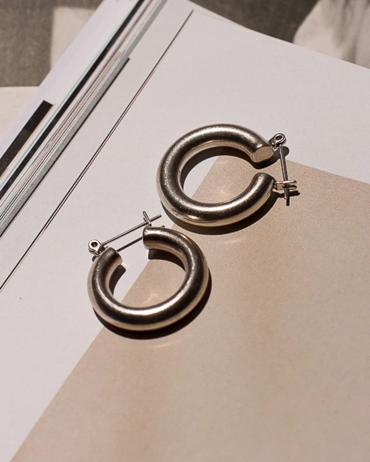 Luv Aj Baby Amalfi Tube Hoop Earrings in Polished Rhodium Plated