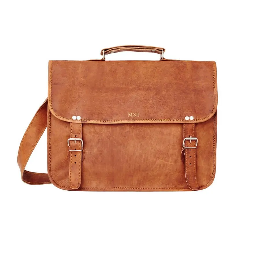 Men's Large Leather Laptop Bag with Handle