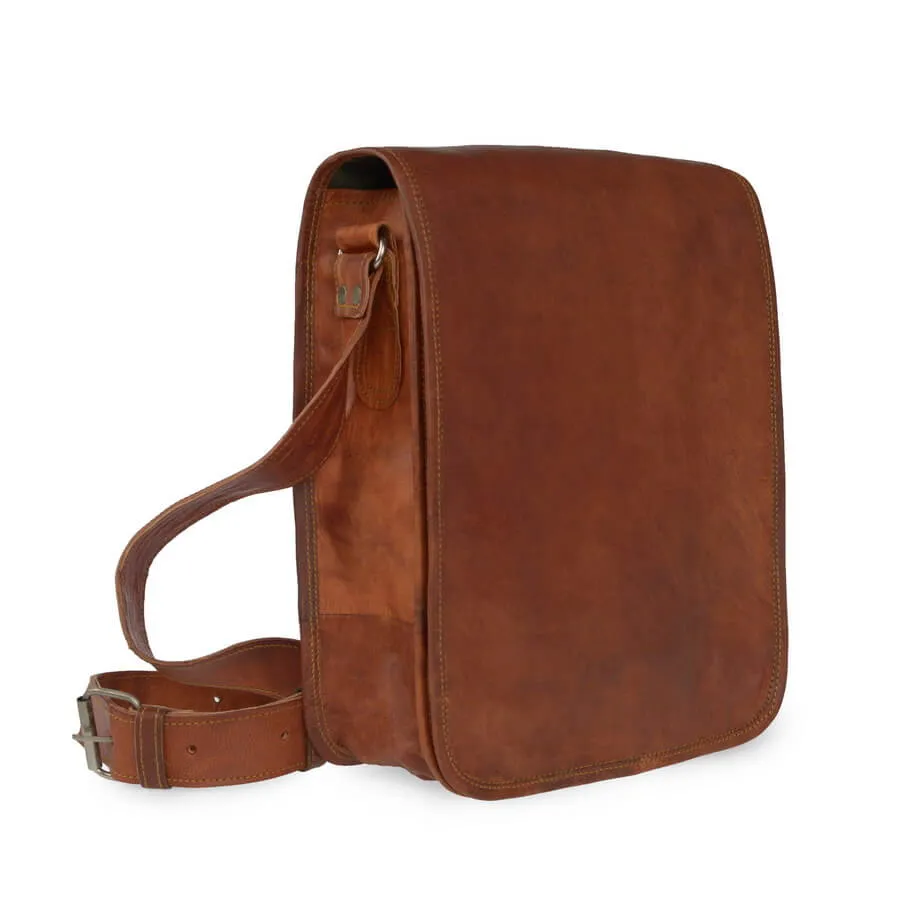 Midi Long Leather Messenger Bag