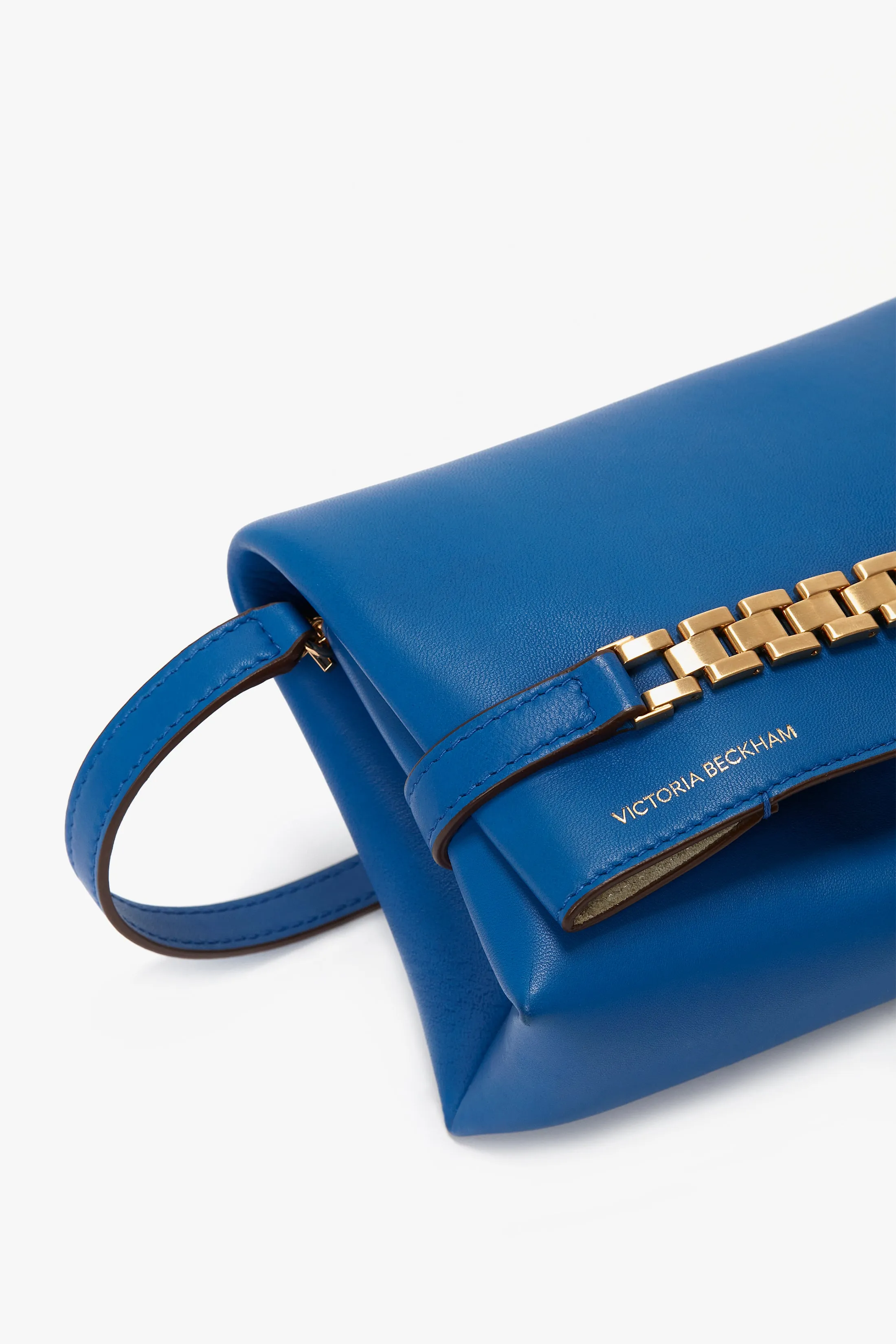 Mini Chain Pouch Bag With Long Strap In Sapphire Blue