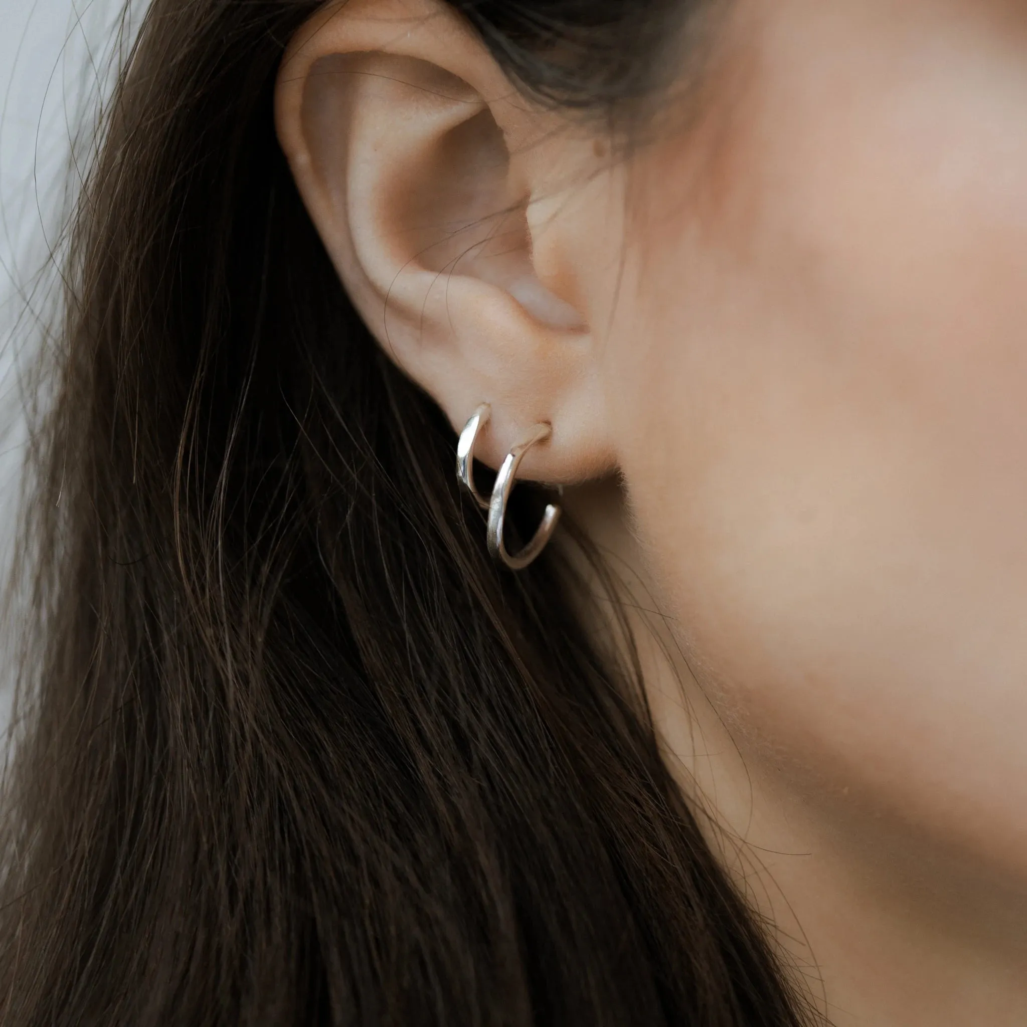 Mini Faceted Hoop Earrings - Sterling Silver