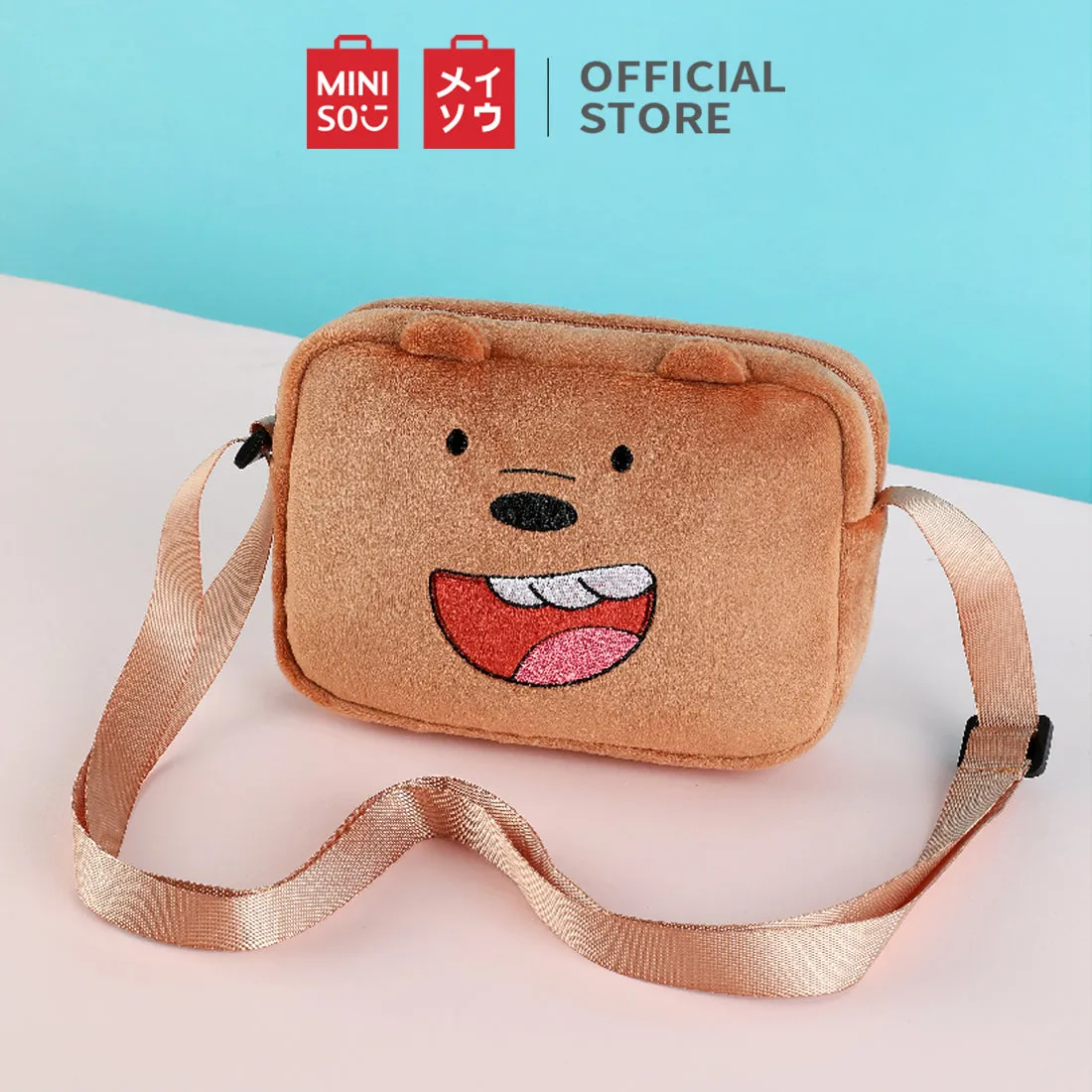 MINISO x We Bare Bears - Crossbody Plush Rectangle Messenger Bag