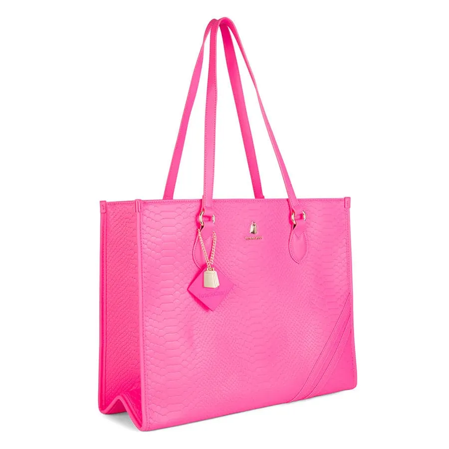 Neon Pink Apollo 1 Faux Snakeskin Tote Bag