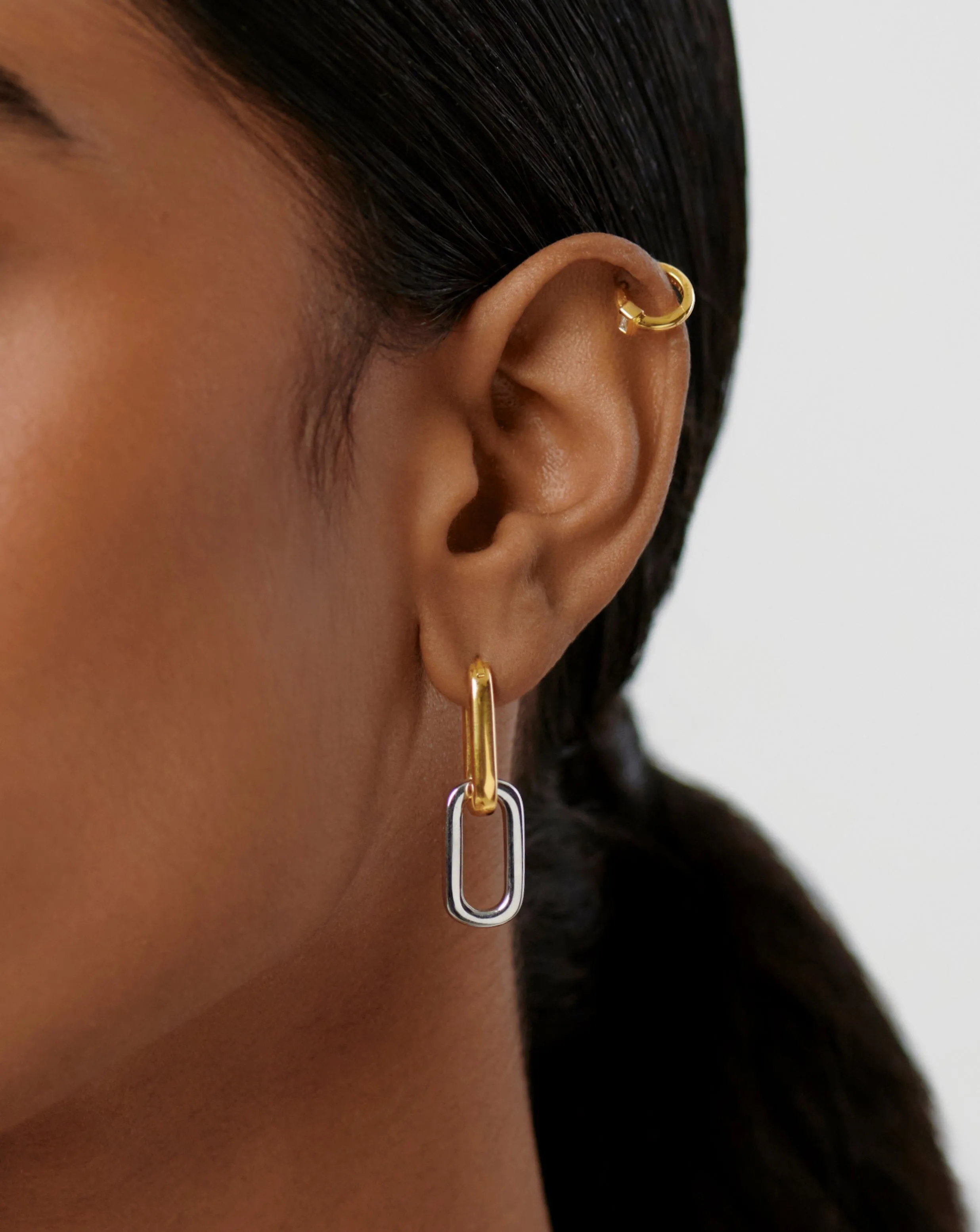 Ovate Double Link Hoop Earrings