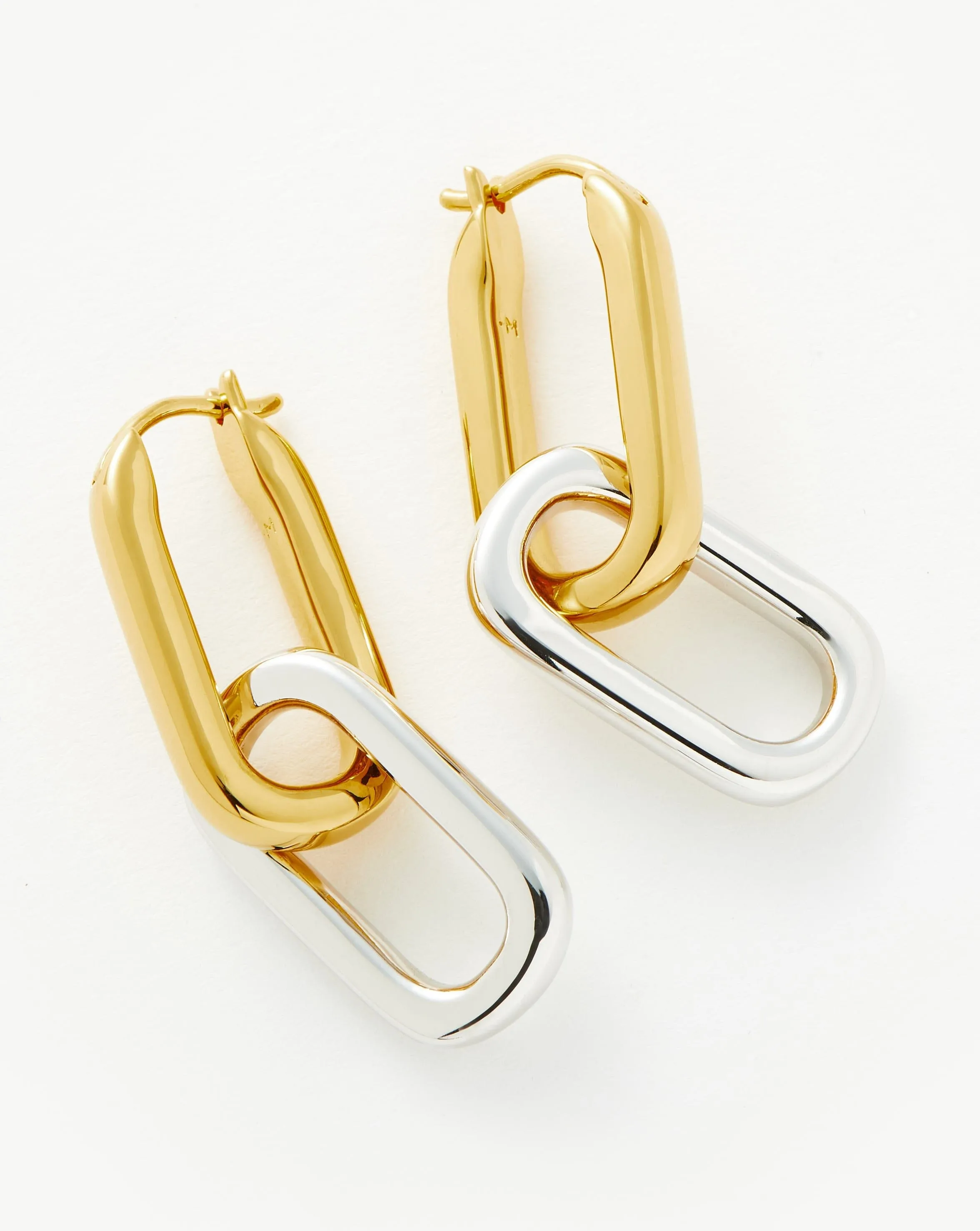 Ovate Double Link Hoop Earrings