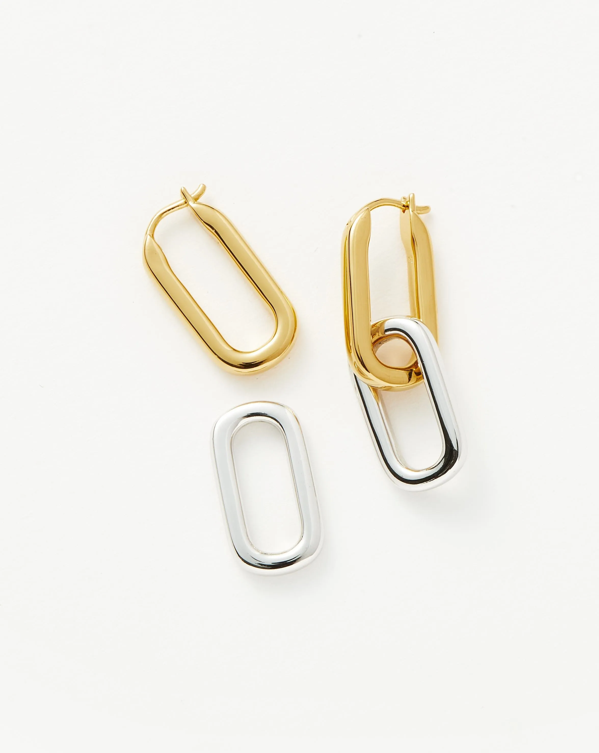 Ovate Double Link Hoop Earrings