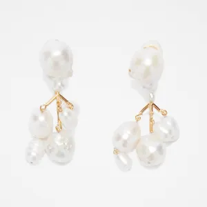 Pearl Cluster Earrings, Gold