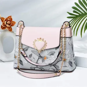 Pink Heart Decor Flap Over Mini Crossbody Bag 8816-3