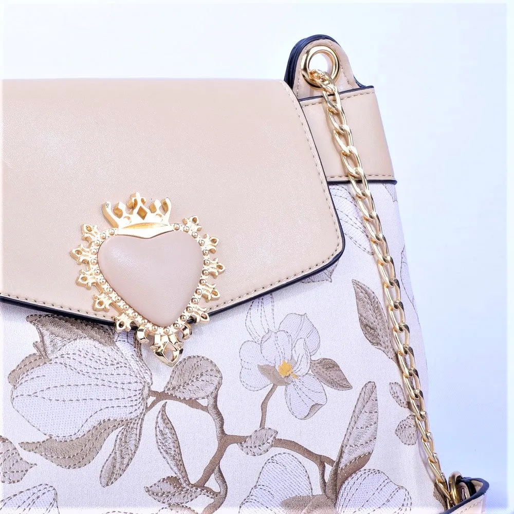 Pink Heart Decor Flap Over Mini Crossbody Bag 8816-3