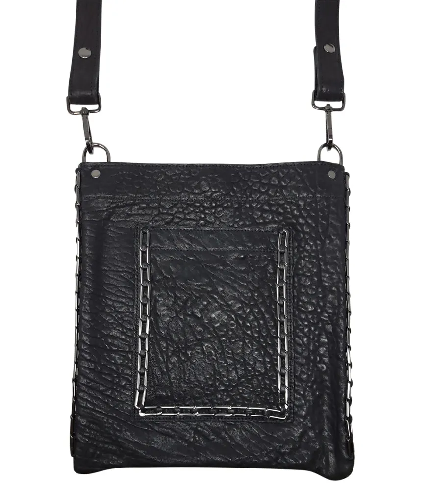 Quyenn Black Leather Chain Crossbody