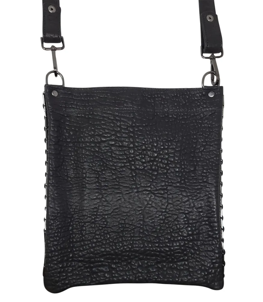 Quyenn Black Leather Chain Crossbody