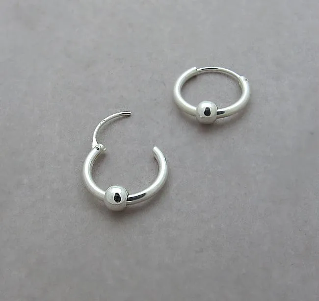 Small Sterling Silver Hoop Earrings with Beads