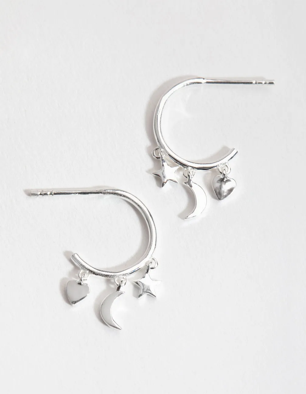 Sterling Silver Celestial Open Hoop Earrings