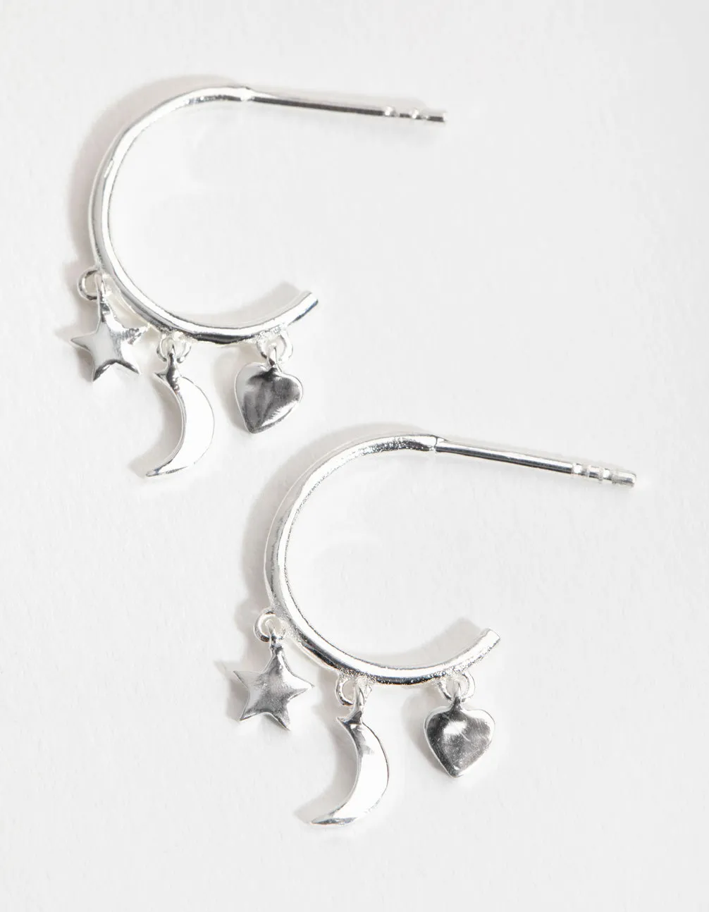 Sterling Silver Celestial Open Hoop Earrings