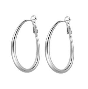 Tear Drop Stud Hoop Earrings Silver