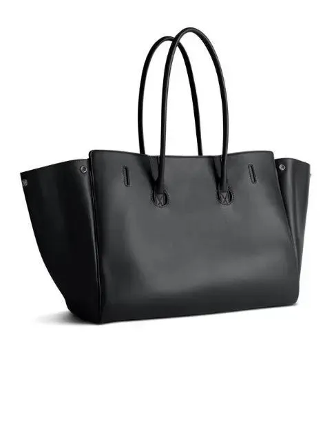 Women’s Black Large Carry-All Travel Tote with Silver-Tone Hardware